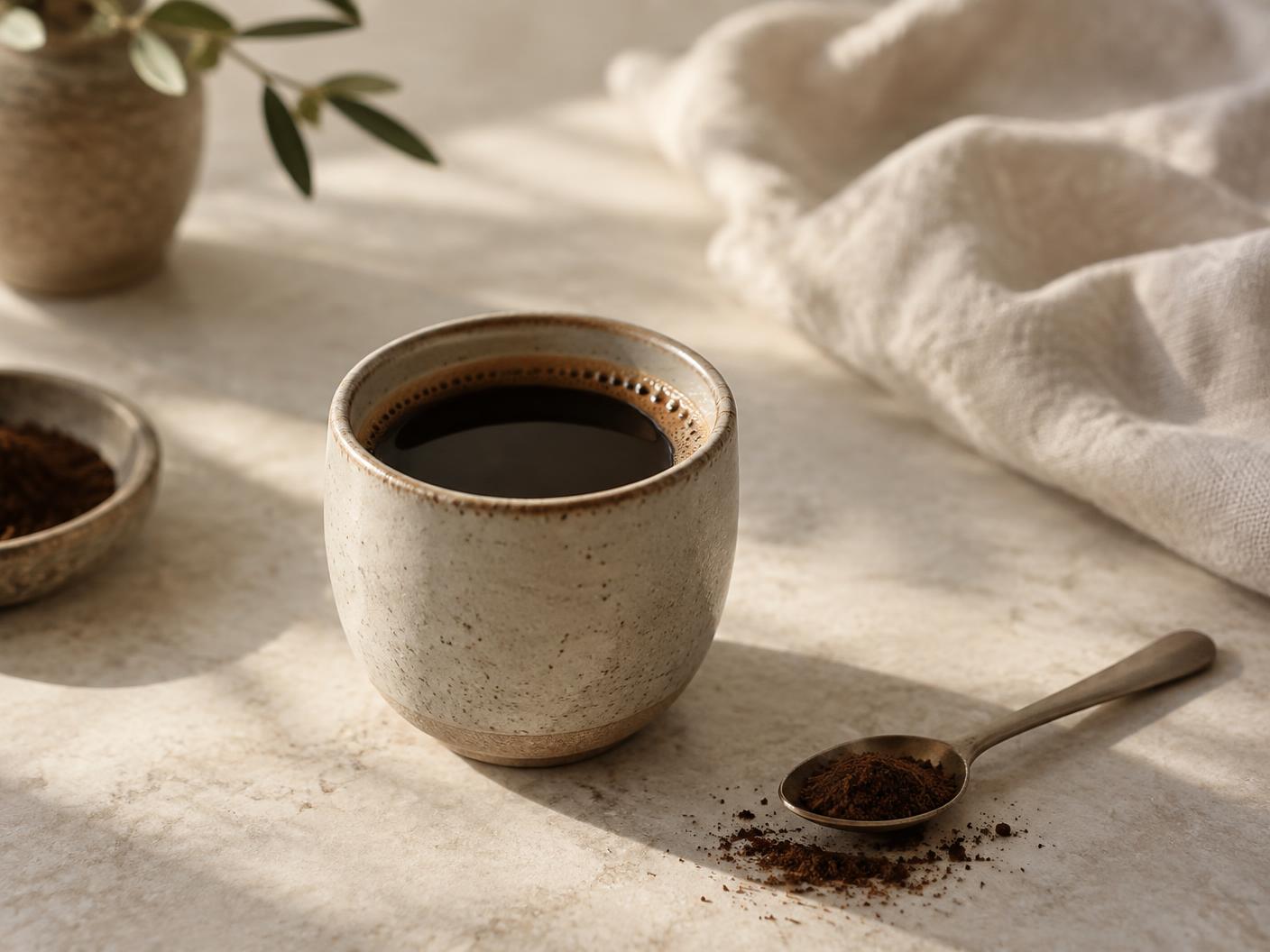 Tasse de café servie sur une table